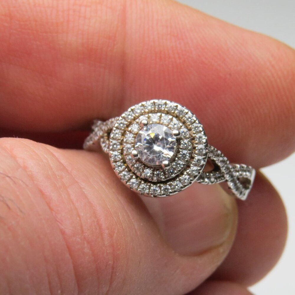 *925 Sterling Silver Diamond Band Engagement Ring